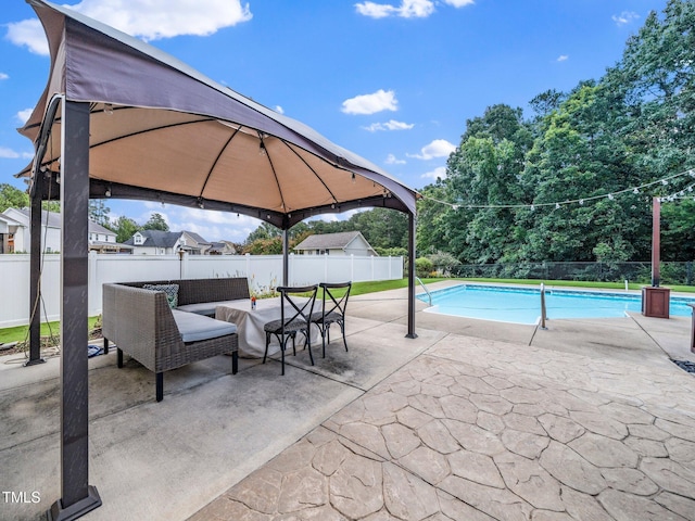 171 Winding Oak Way, Clayton, NC 27520 - view of pool featuring a gazebo, a patio area, a fenced backyard, and outdoor lounge area