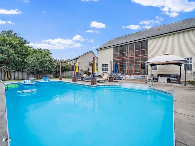 171 Winding Oak Way, Clayton, NC 27520 - view of pool with a gazebo, a patio, and a fenced backyard