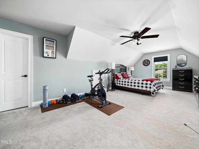 171 Winding Oak Way, Clayton, NC 27520 - bedroom with carpet floors, lofted ceiling, and ceiling fan