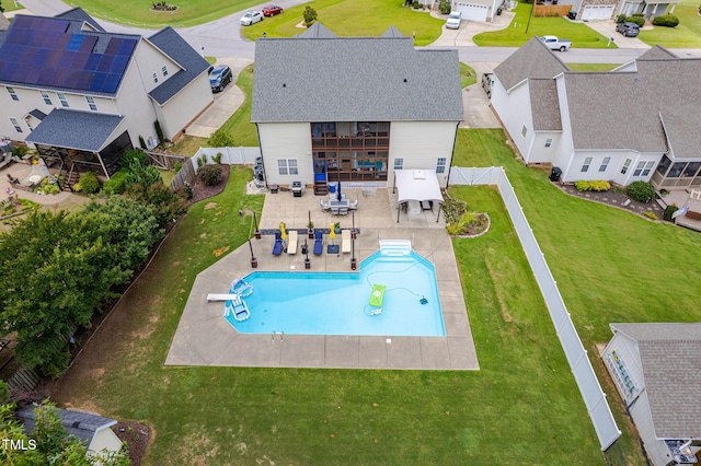171 Winding Oak Way, Clayton, NC 27520 - view of pool featuring a fenced backyard, a patio area, a water slide, and a residential view