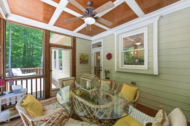 137 Forked Pine Ct, Chapel Hill, NC 27517 - sunroom / solarium featuring outdoor dining area, ceiling fan, and healthy amount of natural light