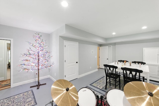 137 Forked Pine Ct, Chapel Hill, NC 27517 - dining room featuring finished concrete flooring and recessed lighting