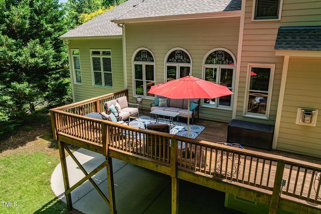 137 Forked Pine Ct, Chapel Hill, NC 27517 - wooden deck featuring an outdoor living space