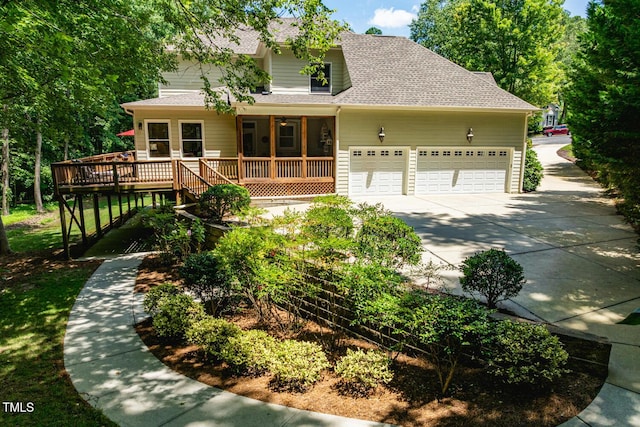 137 Forked Pine Ct, Chapel Hill, NC 27517 - view of front of house featuring roof with shingles, a garage, concrete driveway, and a porch