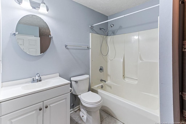 4105 Freedom Ln, Hope Mills, NC 28348 - bathroom with tile patterned flooring, vanity, a textured ceiling, and shower / tub combination
