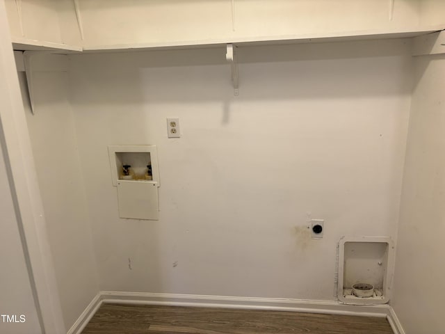 1405 Highview Ct, Raleigh, NC 27606 - laundry area featuring hookup for an electric dryer, wood finished floors, and washer hookup