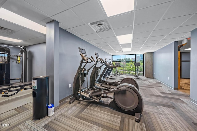 214 Hunt St Unit 503, Durham, NC 27701 - gym with carpet and a drop ceiling