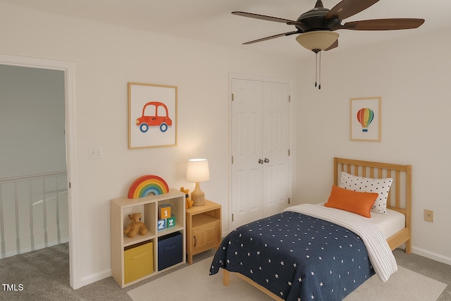 112 W Skyhawk Dr, Cary, NC 27519 - bedroom featuring carpet flooring, a closet, and ceiling fan