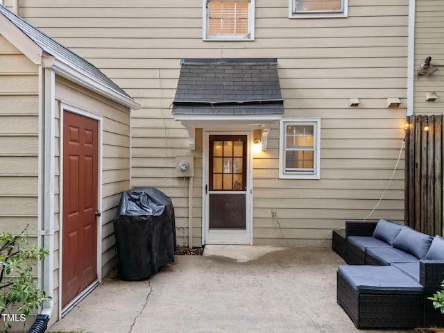 1300 Dylan Heath Ct, Raleigh, NC 27608 - property entrance featuring a patio area and outdoor lounge area