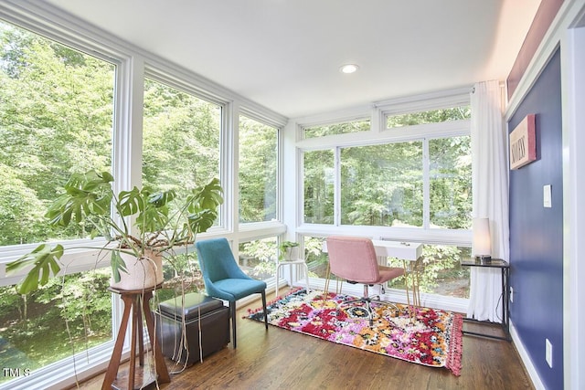 1026 Highland Woods Rd, Chapel Hill, NC 27517 - sunroom / solarium featuring wood finished floors and recessed lighting
