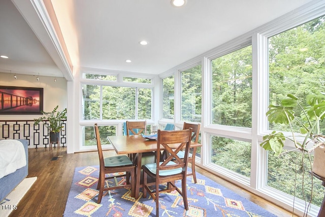 1026 Highland Woods Rd, Chapel Hill, NC 27517 - sunroom featuring wood finished floors, recessed lighting, and healthy amount of natural light