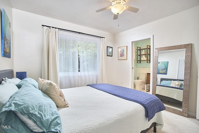 1026 Highland Woods Rd, Chapel Hill, NC 27517 - carpeted bedroom featuring ensuite bath and ceiling fan