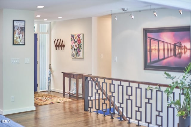 1026 Highland Woods Rd, Chapel Hill, NC 27517 - corridor with wood finished floors and recessed lighting