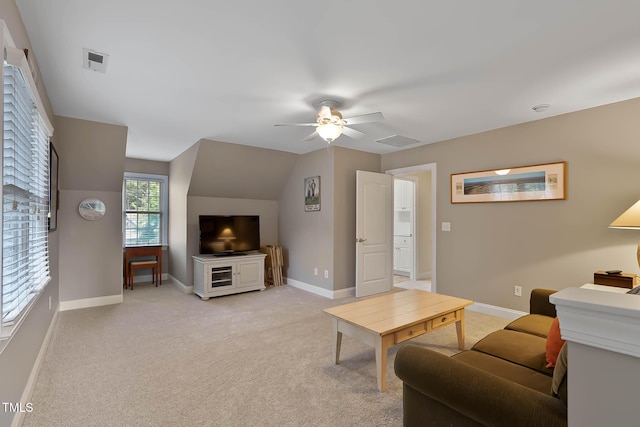1224 Marshall Farm St, Wake Forest, NC 27587 - living room featuring ceiling fan and light carpet