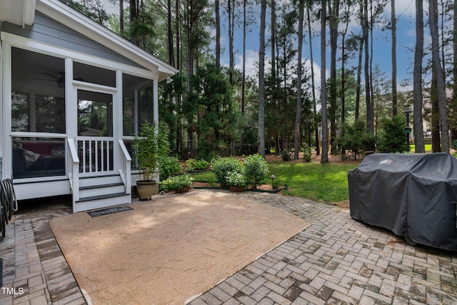 1224 Marshall Farm St, Wake Forest, NC 27587 - view of patio / terrace with a grill and a sunroom