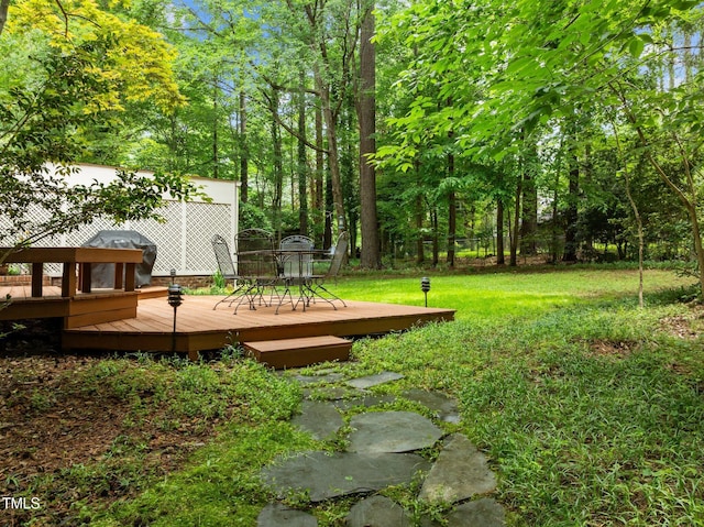 906 Grove St, Chapel Hill, NC 27517 - view of grassy yard with a deck