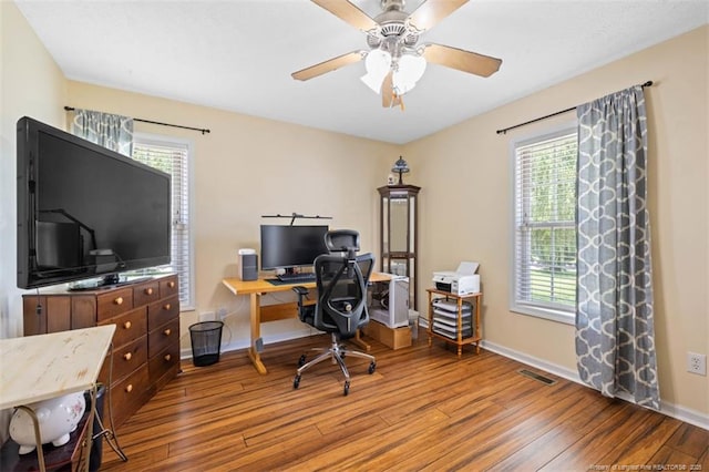 3313 Geyser Peak Rd, Fayetteville, NC 28306 - home office with wood finished floors and ceiling fan