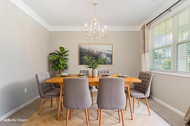 637 Stapleford Ln, Fuquay Varina, NC 27526 - dining room with a chandelier and ornamental molding