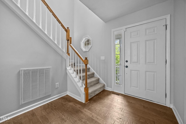 2763 Garland Ct, Creedmoor, NC 27522 - foyer with dark wood-type flooring and stairs