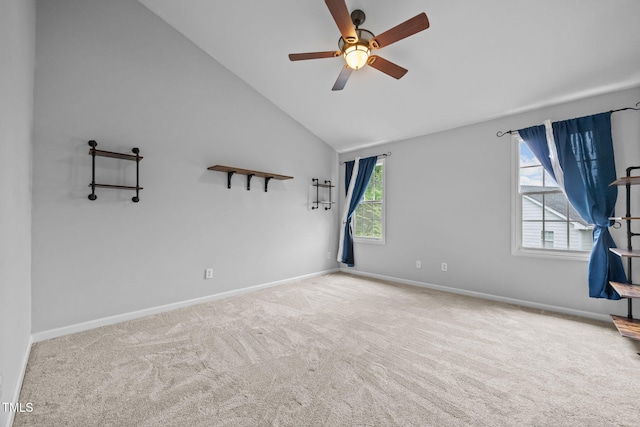 2763 Garland Ct, Creedmoor, NC 27522 - carpeted empty room featuring lofted ceiling and a ceiling fan