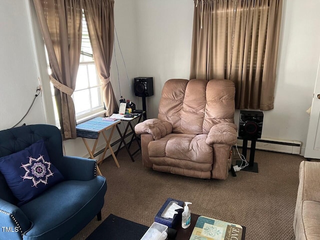 904-906 Mckay Ave, Dunn, NC 28334 - living area featuring carpet floors and a baseboard radiator
