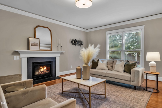 4324 Brighton Ridge Dr, Apex, NC 27539 - living room with a glass covered fireplace, ornamental molding, and wood finished floors