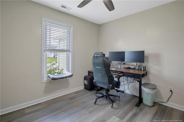 1214 Herring Gull Dr, Fayetteville, NC 28306 - office with wood finished floors and a ceiling fan