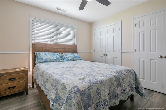 1214 Herring Gull Dr, Fayetteville, NC 28306 - bedroom with wood finished floors, a closet, and ceiling fan