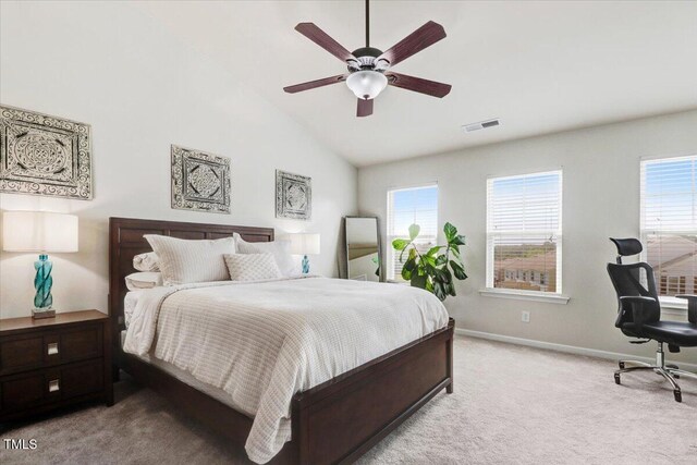 100 Stratford Lakes Dr # 322, Durham, NC 27713 - carpeted bedroom with vaulted ceiling and ceiling fan