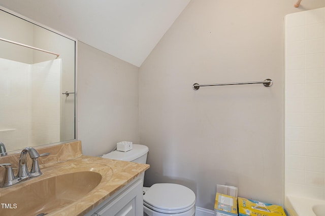 305 Maddux Dr, Pikeville, NC 27863 - full bath featuring vanity, vaulted ceiling, and bathing tub / shower combination