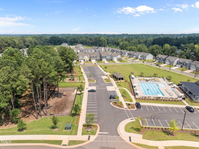 348 Abbots Mill Dr, Raleigh, NC 27603 - aerial view of residential area featuring a pool area
