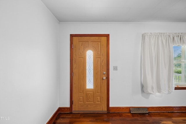 7060 Dirgie Mine Rd, Roxboro, NC 27574 - entrance foyer featuring crown molding and dark wood-style flooring