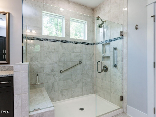 8712 Halsey Ln, Wake Forest, NC 27587 - bathroom with a stall shower and vanity