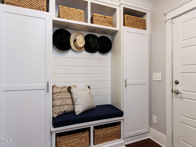 8712 Halsey Ln, Wake Forest, NC 27587 - mudroom with dark wood finished floors and baseboards