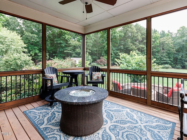8712 Halsey Ln, Wake Forest, NC 27587 - sunroom / solarium featuring ceiling fan