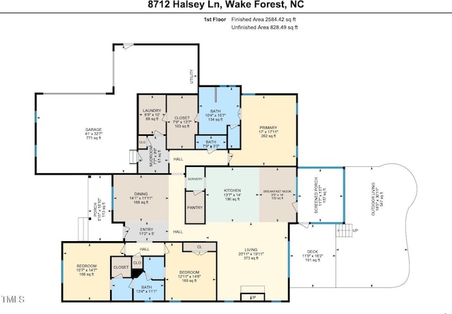 8712 Halsey Ln, Wake Forest, NC 27587 - view of property floor plan