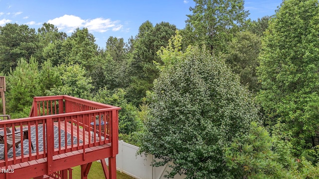 837 Stable Fern Dr, Fuquay Varina, NC 27526 - wooden deck with a view of trees