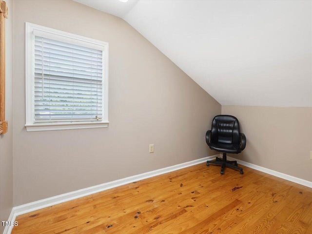 358 Benjie Williams Rd, Staley, NC 27355 - unfurnished office with vaulted ceiling and wood finished floors