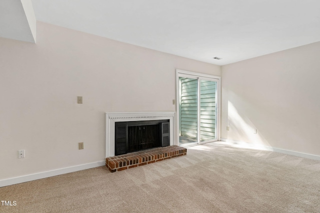 15 Willow Bridge Dr, Durham, NC 27707 - unfurnished living room featuring carpet and a fireplace