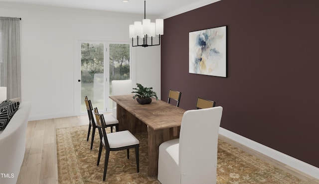121 N Harvest Ridge Way Unit 262, Wilsons Mills, NC 27520 - dining room featuring a chandelier, wood finished floors, and crown molding