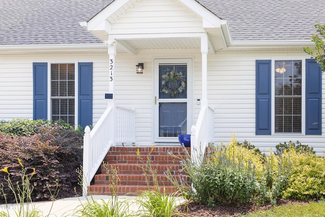 3213 Planet Dr, Raleigh, NC 27604 - doorway to property featuring roof with shingles