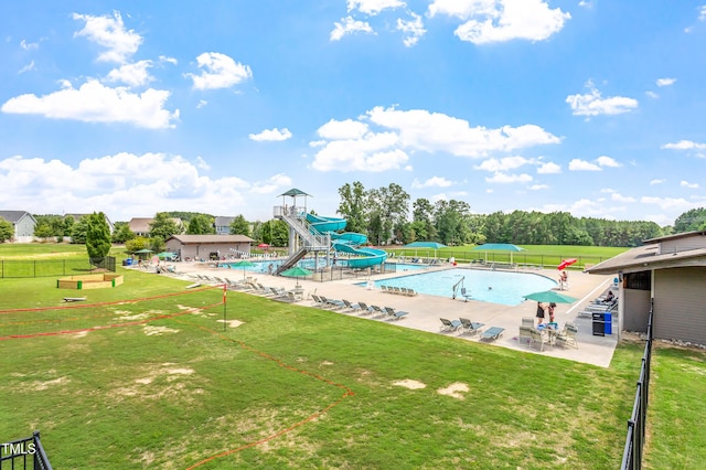 630 Heartland Flyer Dr, Knightdale, NC 27545 - community pool with a water slide and a patio area