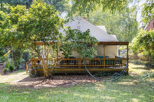 1701 Ruffin St, Durham, NC 27701 - rear view of house featuring a fenced backyard and a wooden deck