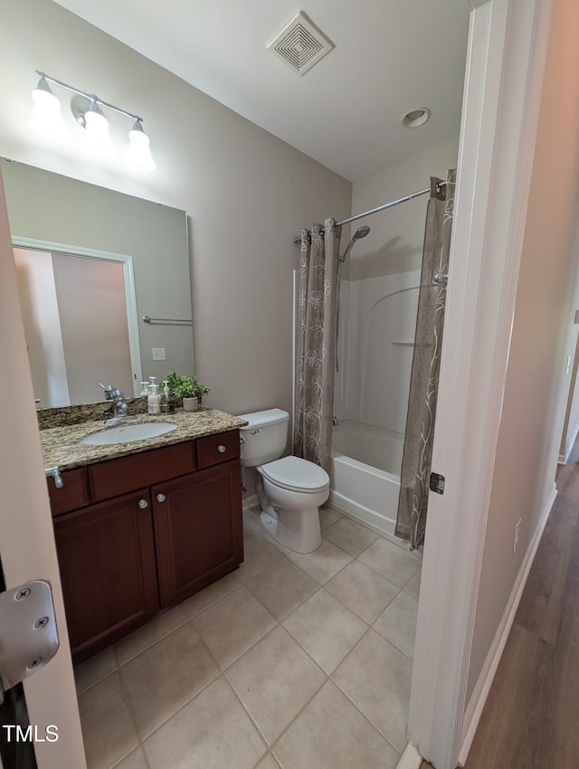4221 Del Webb Ave, Cary, NC 27519 - bathroom with shower / tub combo, vanity, and tile patterned floors