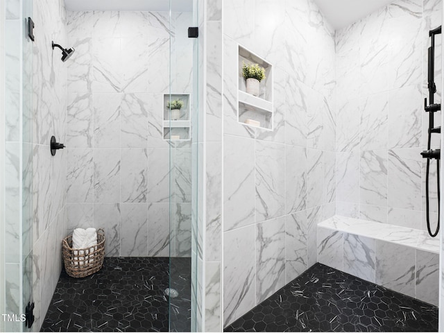 703 E Markham Ave, Durham, NC 27701 - full bathroom featuring a marble finish shower