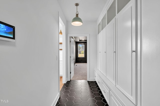 6928 Will Let Ln, Wake Forest, NC 27587 - hall with dark tile patterned flooring and dark carpet