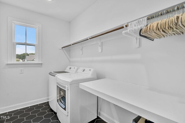 6928 Will Let Ln, Wake Forest, NC 27587 - laundry room featuring washer and dryer and dark tile patterned flooring