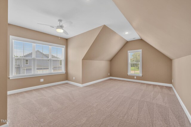 6928 Will Let Ln, Wake Forest, NC 27587 - additional living space featuring carpet, vaulted ceiling, ceiling fan, and recessed lighting