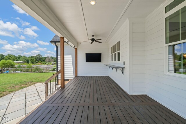 6928 Will Let Ln, Wake Forest, NC 27587 - wooden terrace featuring a ceiling fan