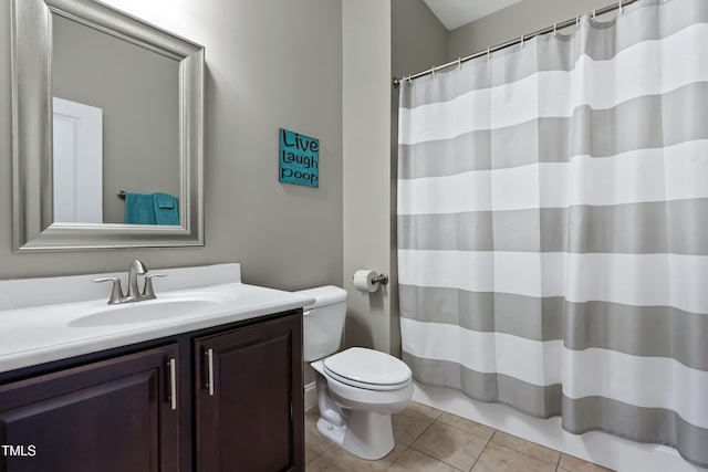 5116 Trembath Ln, Cary, NC 27519 - bathroom with vanity, tile patterned floors, and curtained shower